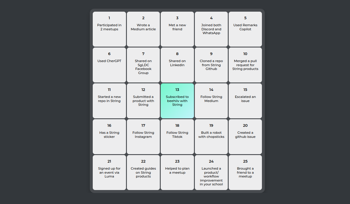 String Bingo interface preview