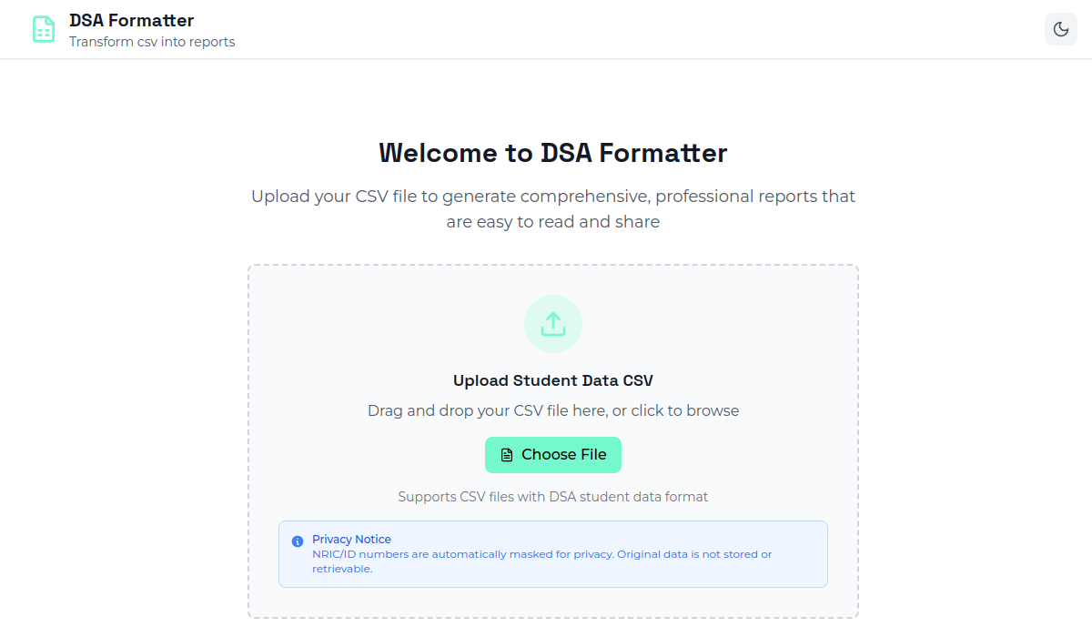 DSA Data Collation interface preview